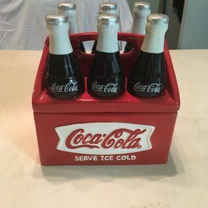 Vintage Coca Cola Ceramic Houston Harvest 6 Pack Bottles Cookie Jar